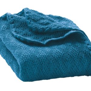 Couverture Bleue en laine mérinos Disana