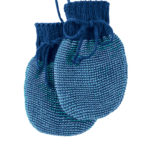 Moufles couleur Marine-Lagon en laine tricotée – Disana