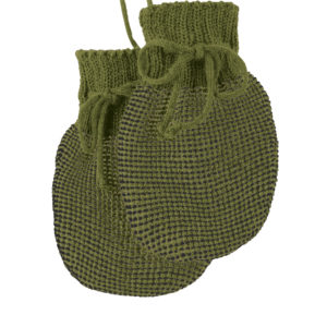 Moufles couleur Olive-Anthracite en laine tricotée – Disana