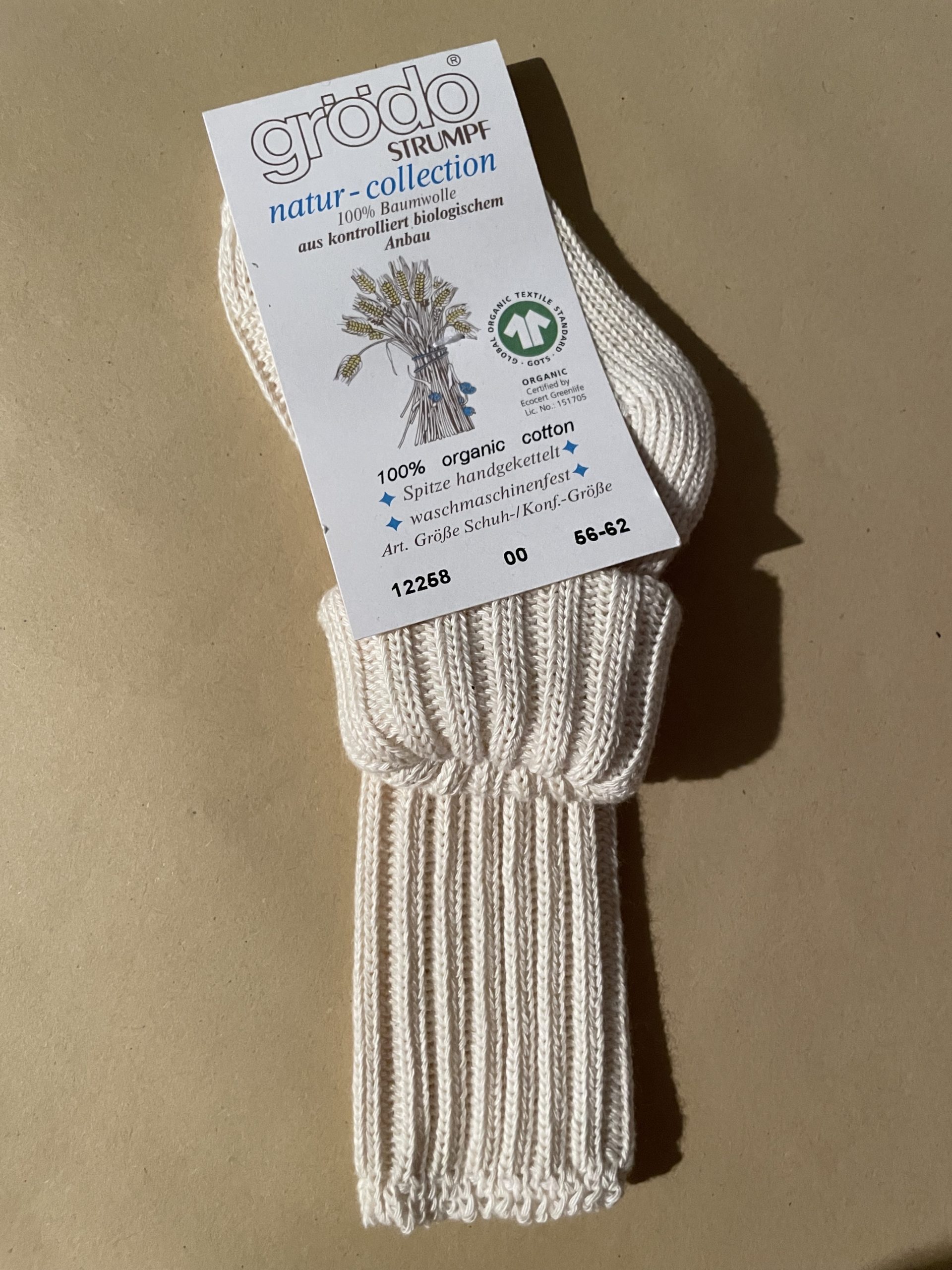 Chaussettes 100 coton bio a mailles epaisses Grodo